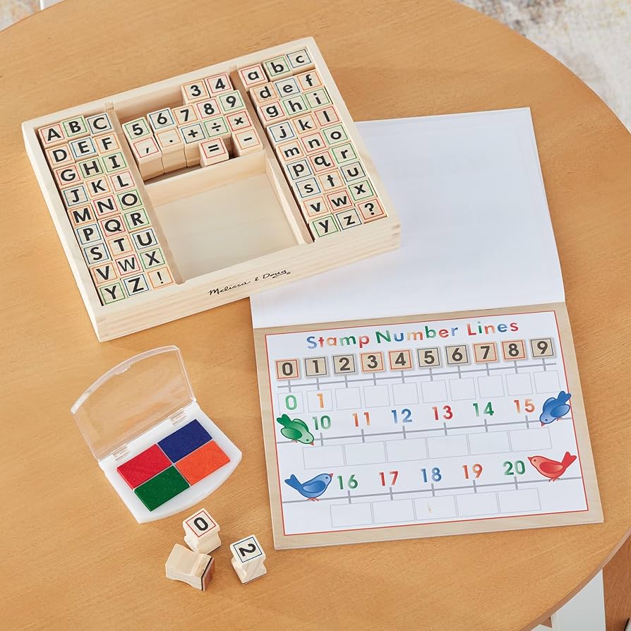 Amazon.com: Melissa & Doug Deluxe Wooden Toy Stamp Set ABCs